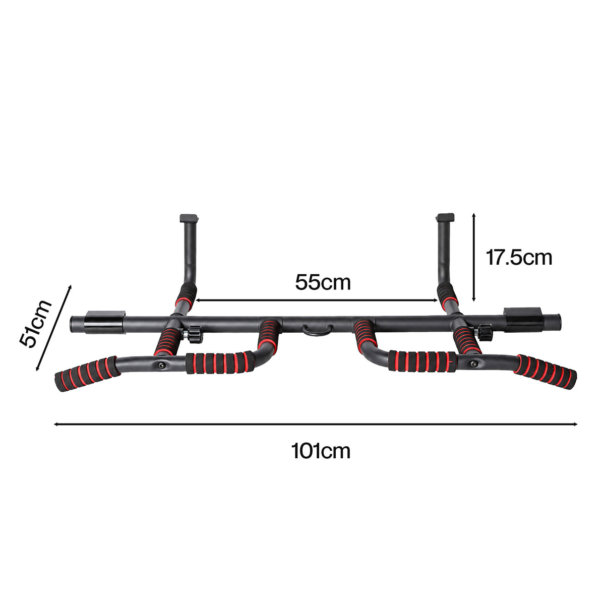 Centra Pull Up Bar Doorway No Drill 200kg Heavy Duty Carbon Steel for Home Black