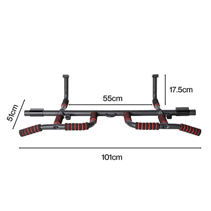 Centra Pull Up Bar Doorway No Drill 200kg Heavy Duty Carbon Steel for Home Black