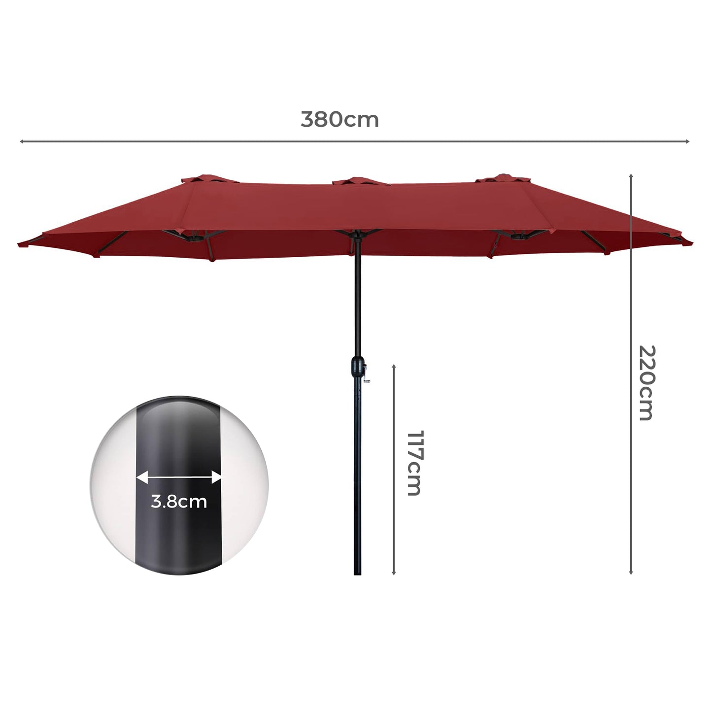 Mountview Large Parasol Patio Umbrella Outdoor Garden Pool Sunshade Double-Sided