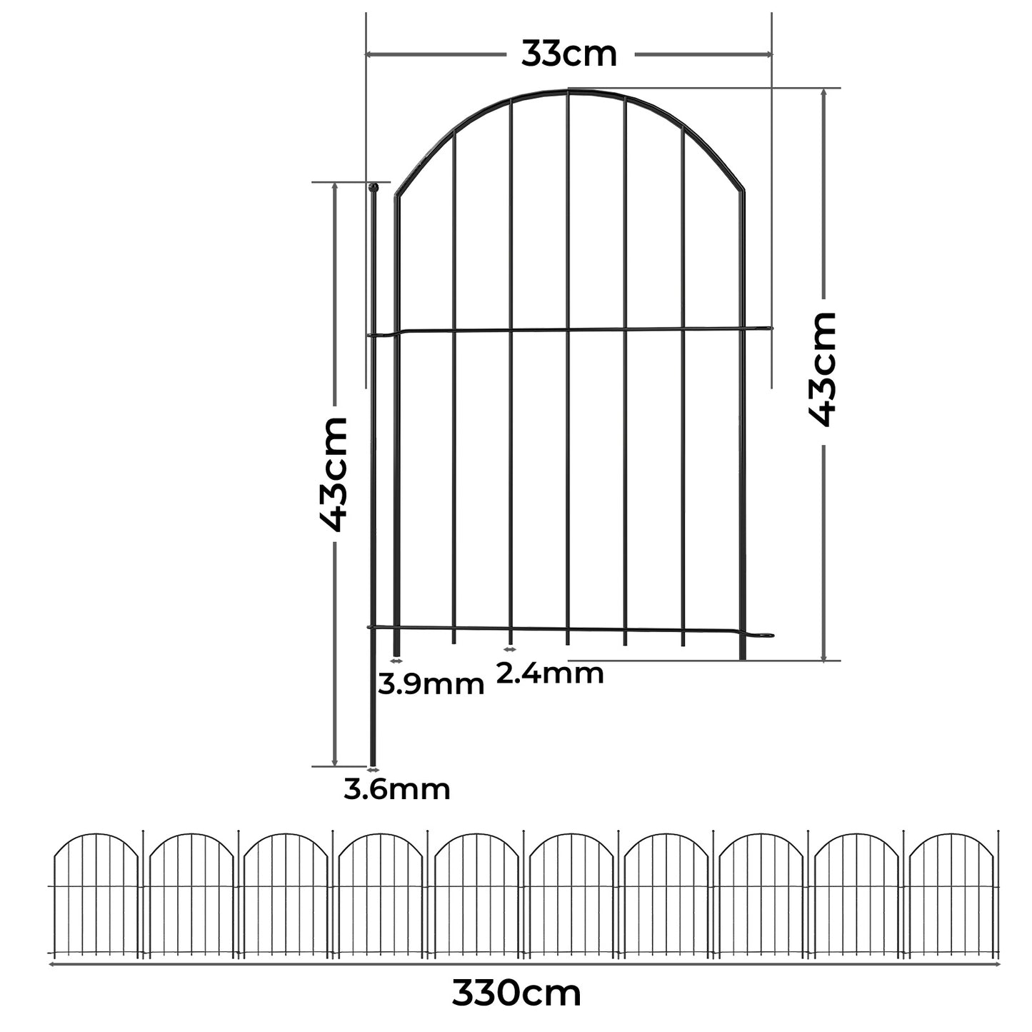 Levede Animal Barrier Metal Decorative Garden Fence Outdoor Pet Border 10 Pack