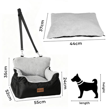 Skylos Dog Car Seat Bed Pet Booster Seat Pet Travel Carrier with Safety Leash