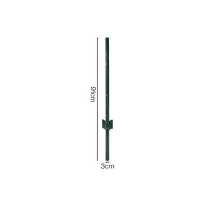 Metal Fence Posts 3Ft 10Pc Set U Shape Powder Coated for Garden Boundary Green