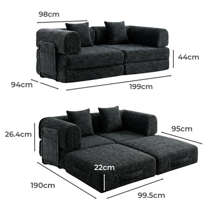 Levede Convertible Sofa Bed Sleeper 2 3 Seater Folding Floor Couch Small Space