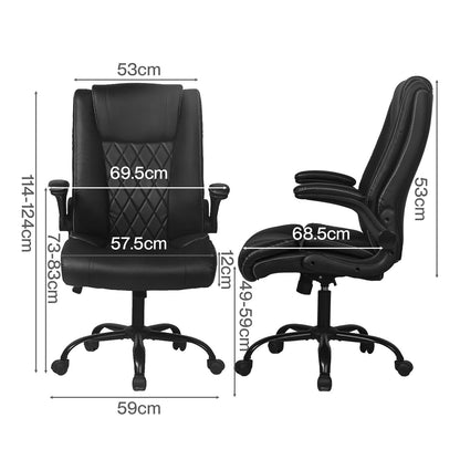 Levede Executive Office Chair PU Leather Reclining Desk Chair Flip-Up Armrests