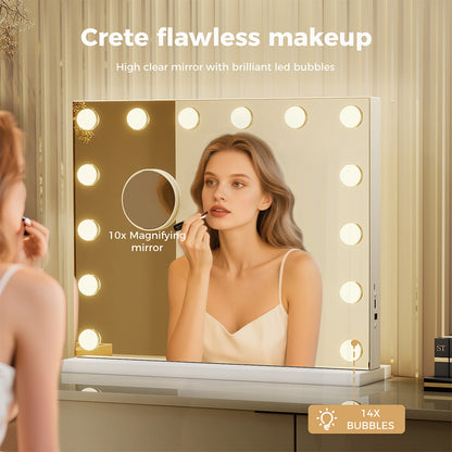 Emitto LED Hollywood Makeup Mirror Vanity Light Mirror 14 Dimmable LED Bulbs