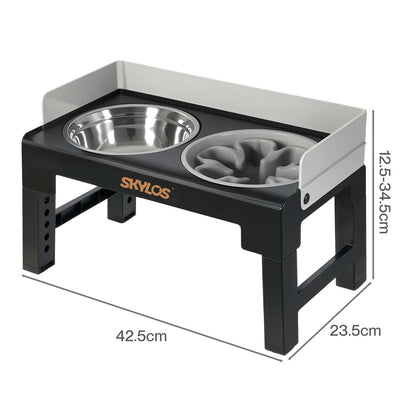 Skylos Raised Dog Bowls Elevated Pet Feeder 6 Height Slow Food Water Feeding