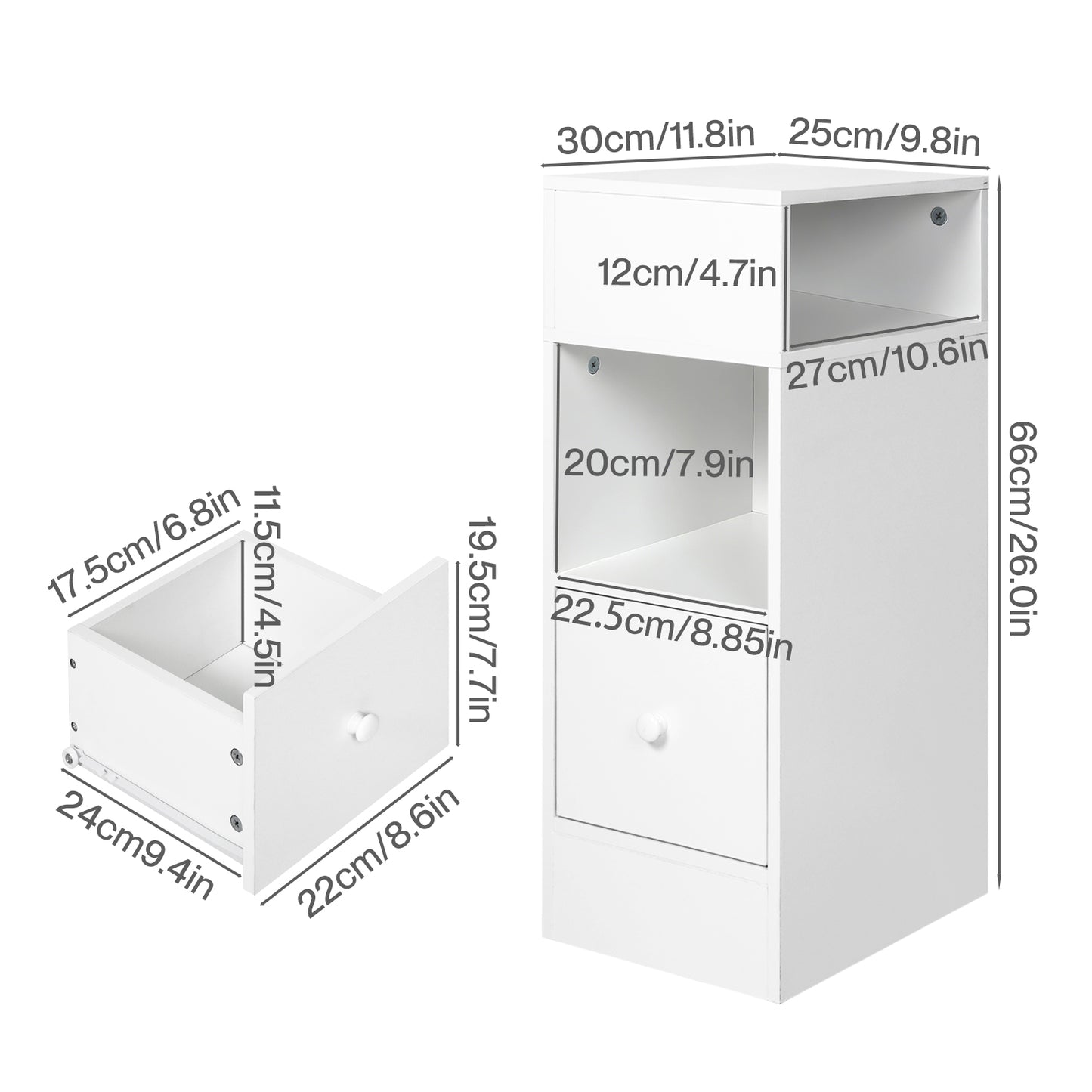 Levede  Bedside Tables Modern Nightstand White Storage Drawer Shelf for Bedroom