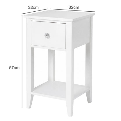 Levede Bedside Table Slim Modern End Table Drawer & Shelf Bedroom White