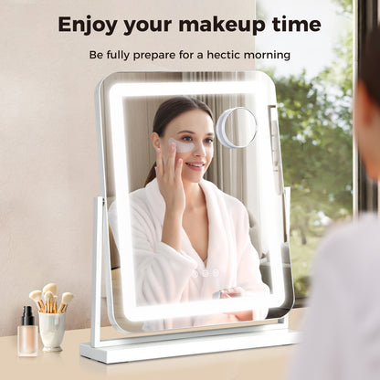 Emitto Hollywood Mirror Vanity Makeup Mirror with Lights 360°Rotation Tabletop