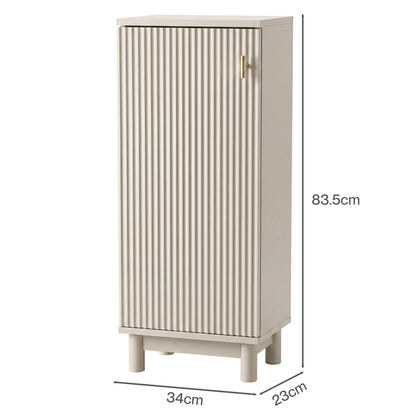 Levede Slim Bathroom Cabinet Tall Fluted Storage Cupboard Adjustable Shelf Cream