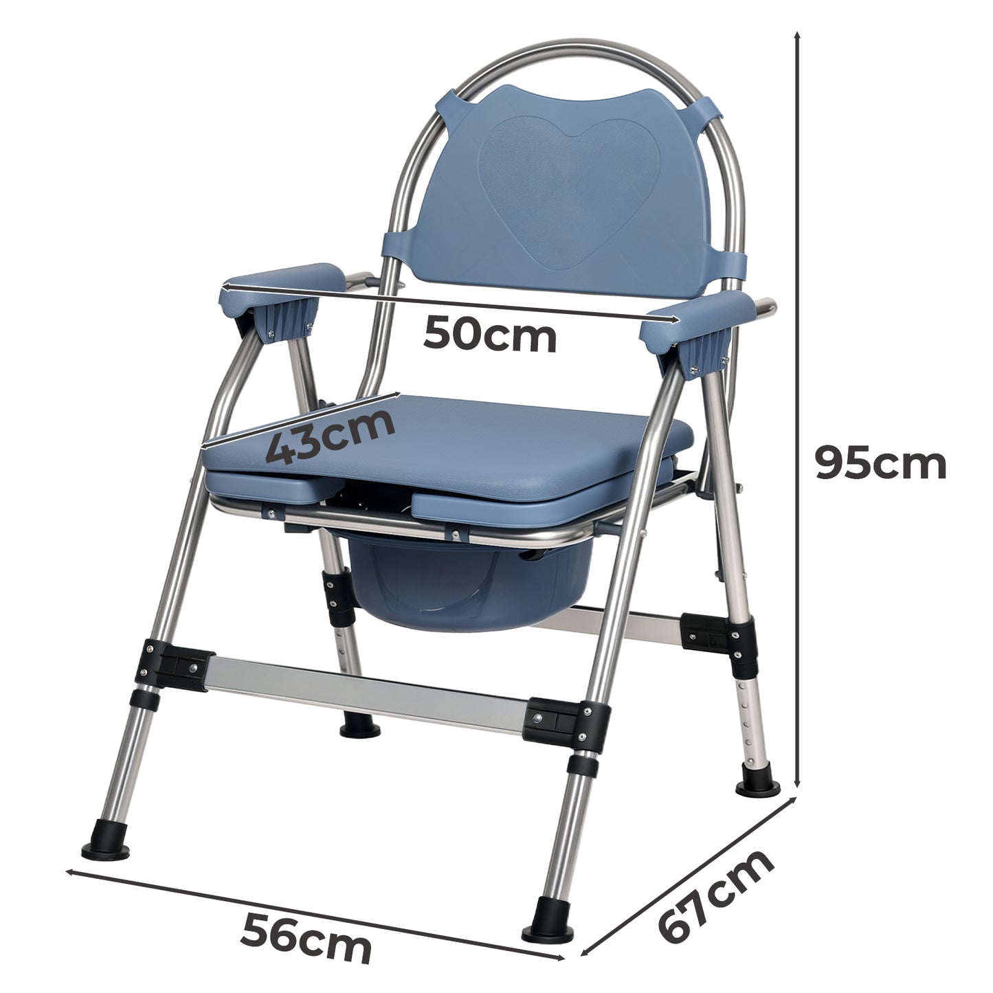 Levede Commode Chair for Bedroom Folding Adjustable Bedside Toilet Shower Chair