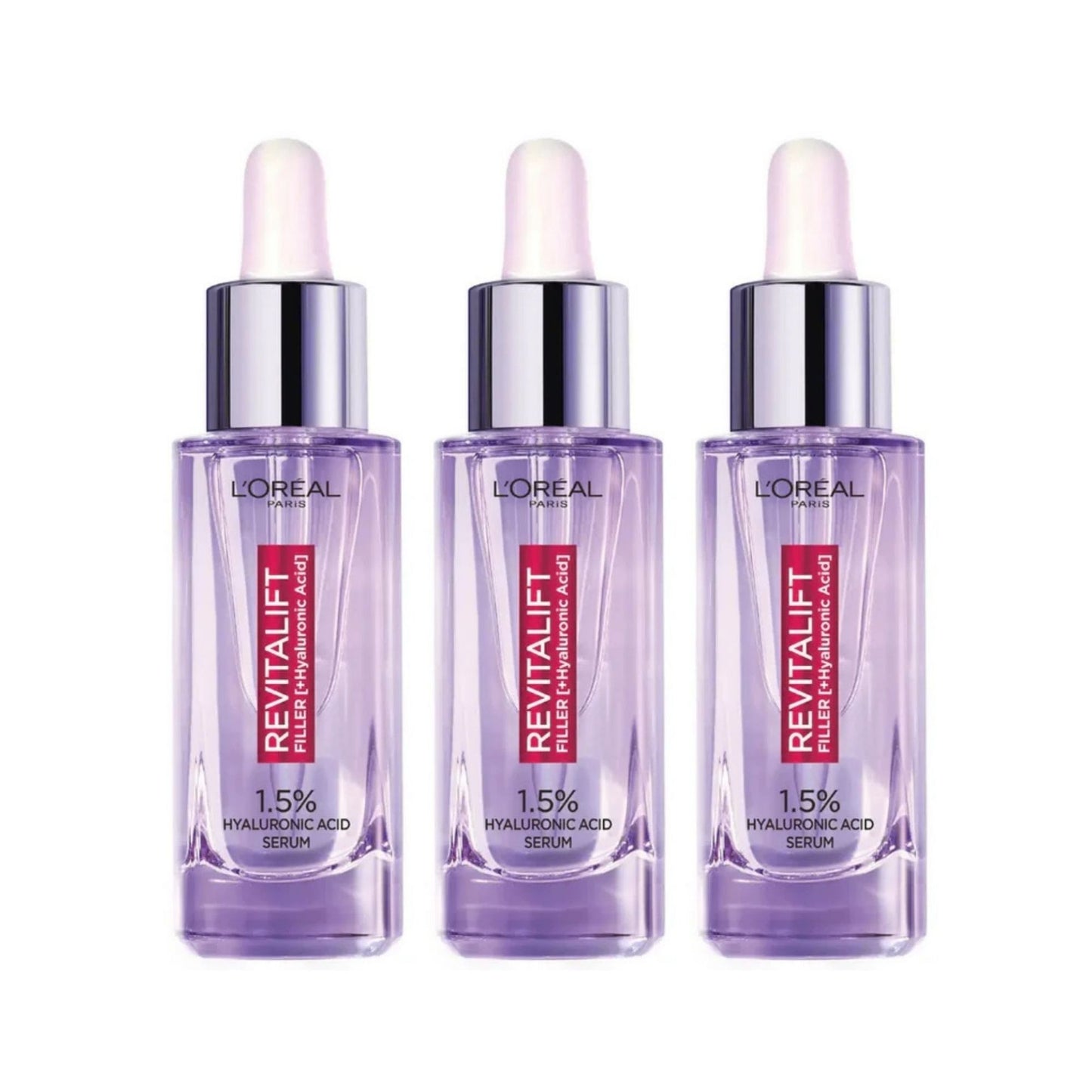 LOreal 30ml Revitalift Filler Hyaluronic Acid Serum x3