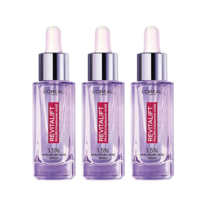 LOreal 30ml Revitalift Filler Hyaluronic Acid Serum x3