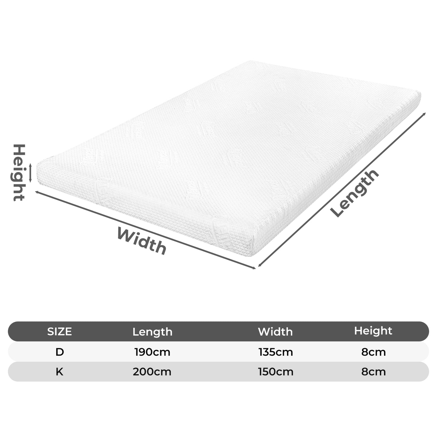 Bamboo Charcoal Mattress Topper Memory Foam Cooling Gel King Double Thick 8cm
