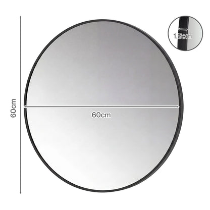 Yezi Wall Mirror Round Mirror Tempered Glass HD Make Up Mirror Bathroom 60cm