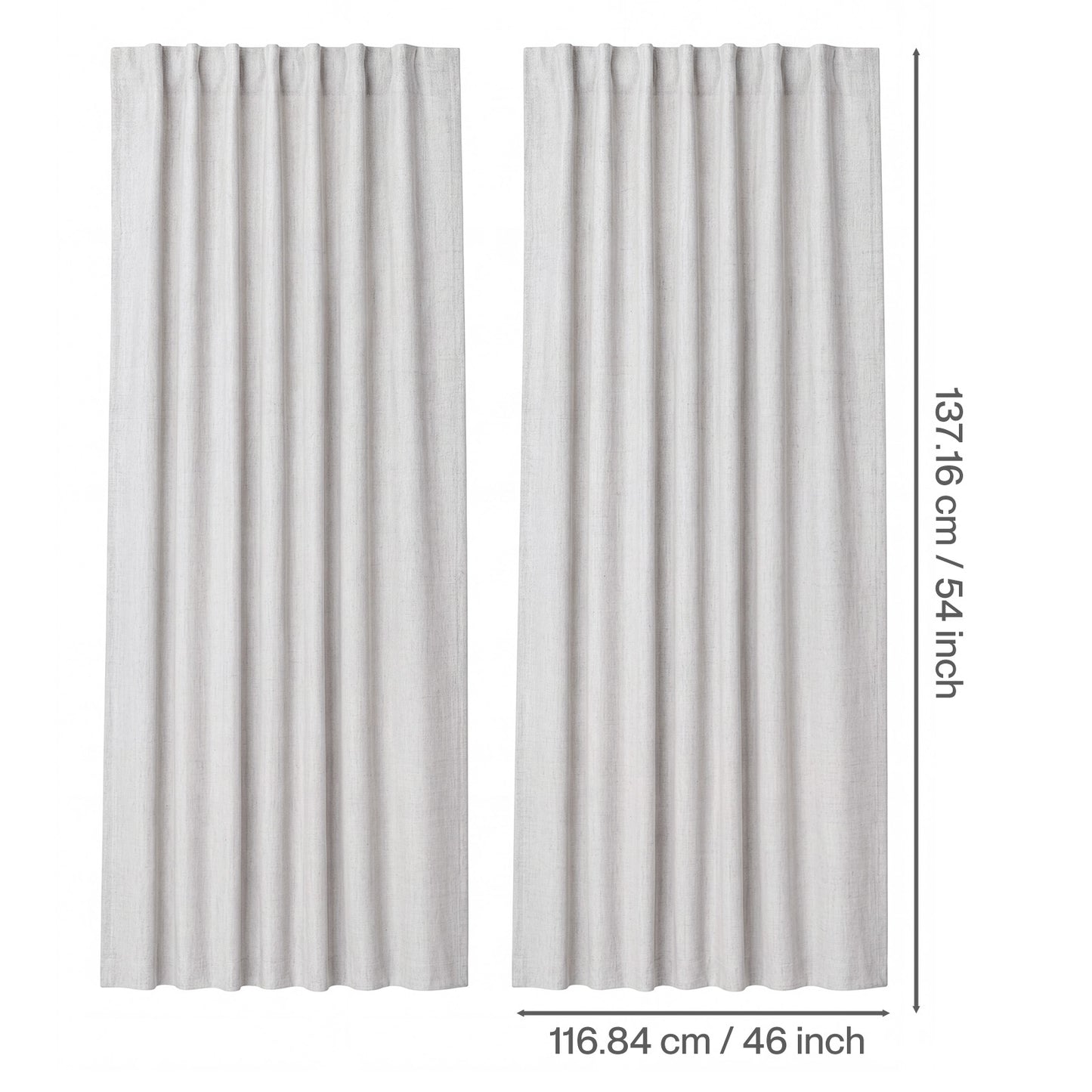Marlow 100% Blackout Curtains Thermal Linen Look Ready Made 46x54 in Off-White