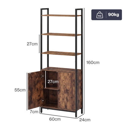 Levede Bookshelf 6 Tier Adjustable Display Shelf  90kg Living Room Walnut Colour