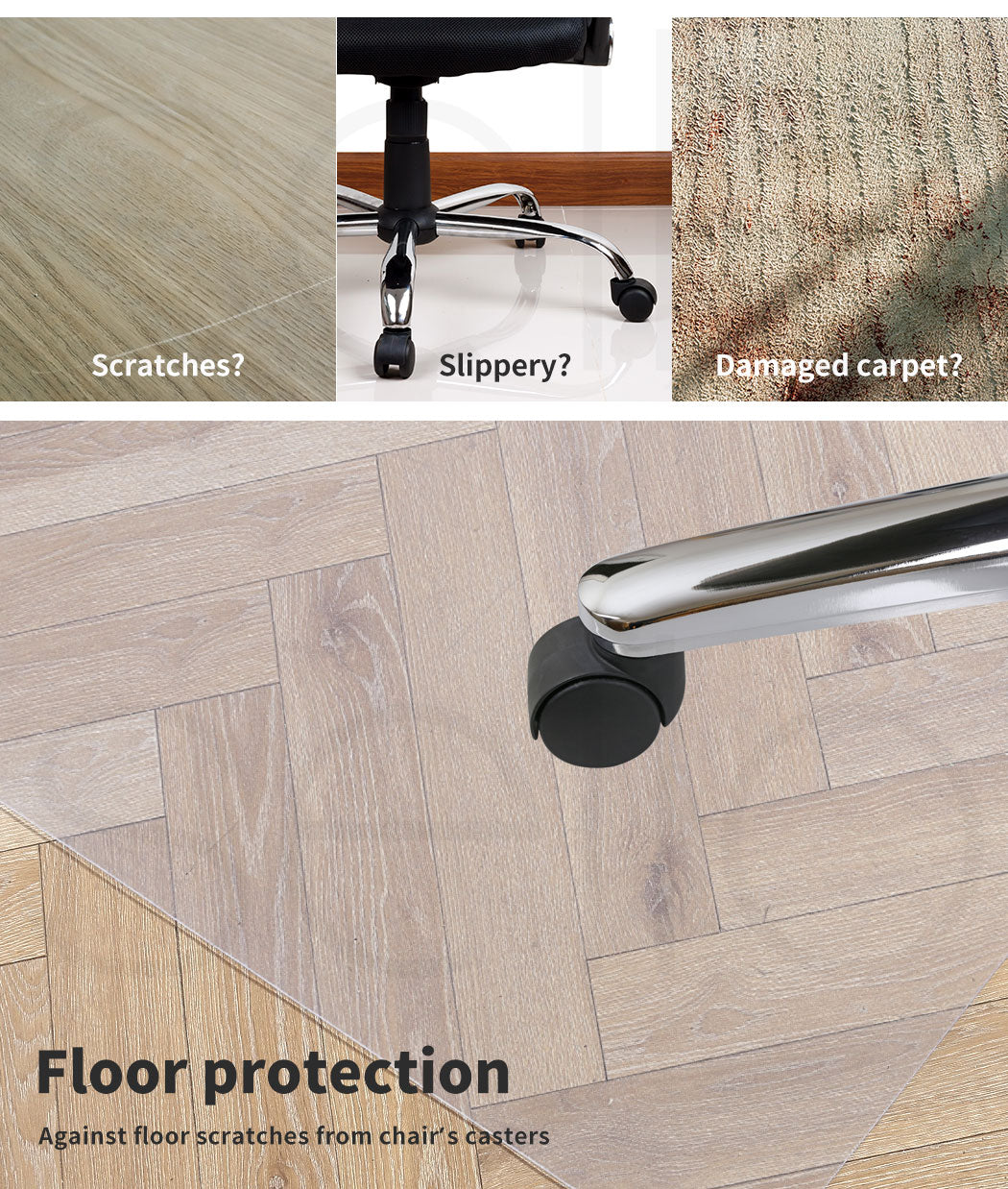 Marlow Non Slip Office Chair Desk Mat Floor Computer Carpet Protector PVC Clear
