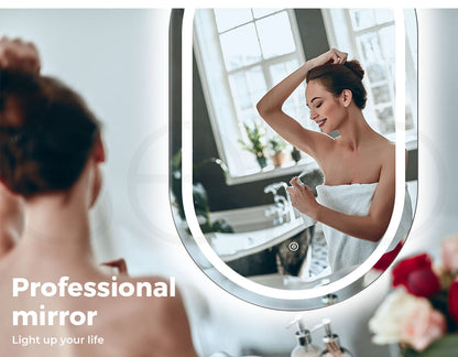 Led Bathroom Mirror With 3 Light Oval Makeup Wall Mirrors Illuminated 50x75cm