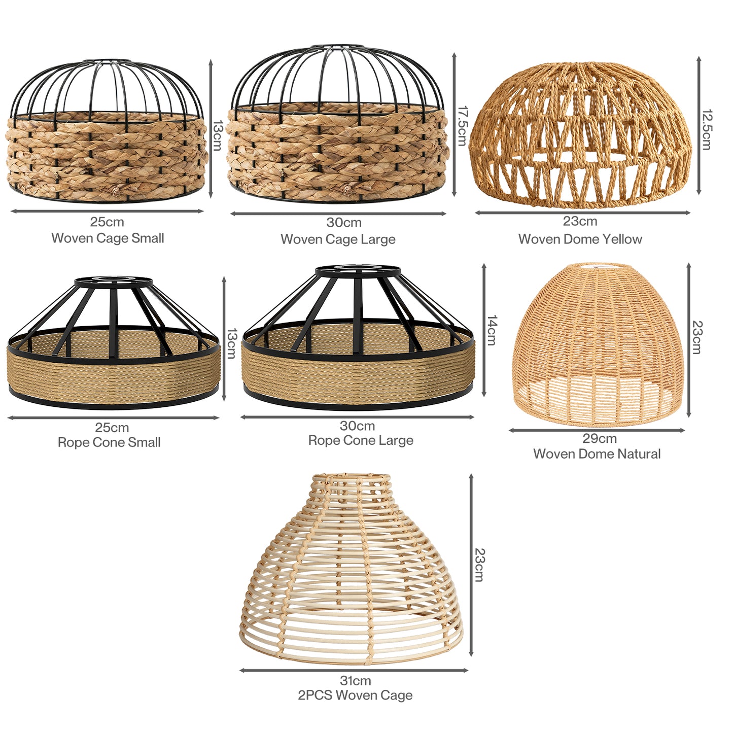 Emitto Ceiling Light Shade Easy Fit Pendant Lampshade Woven Metal Glass E27 B22