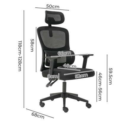 Office Computer Chair Mesh Ergonomic Lumbar Support with 3D Armrest Headrest