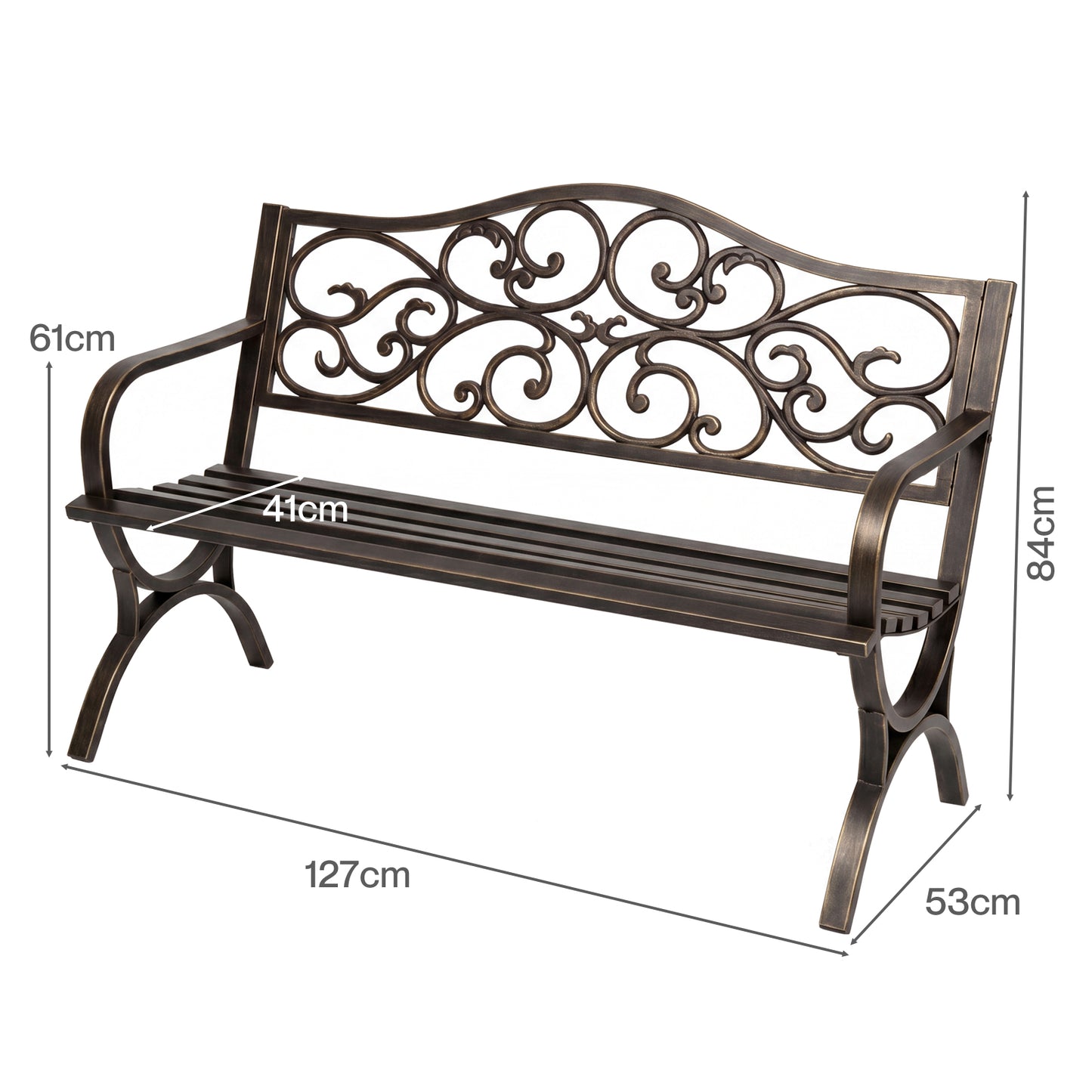 Levede Garden Bench Outdoor Bench 300kg Metal Floral Pattern Bronze