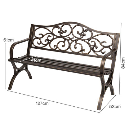 Levede Garden Bench Outdoor Bench 300kg Metal Floral Pattern Bronze