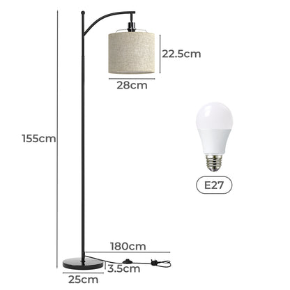 Emitto Floor Lamp Corner Reading Light 3 Colour Dimming Adjustable Linen Shade