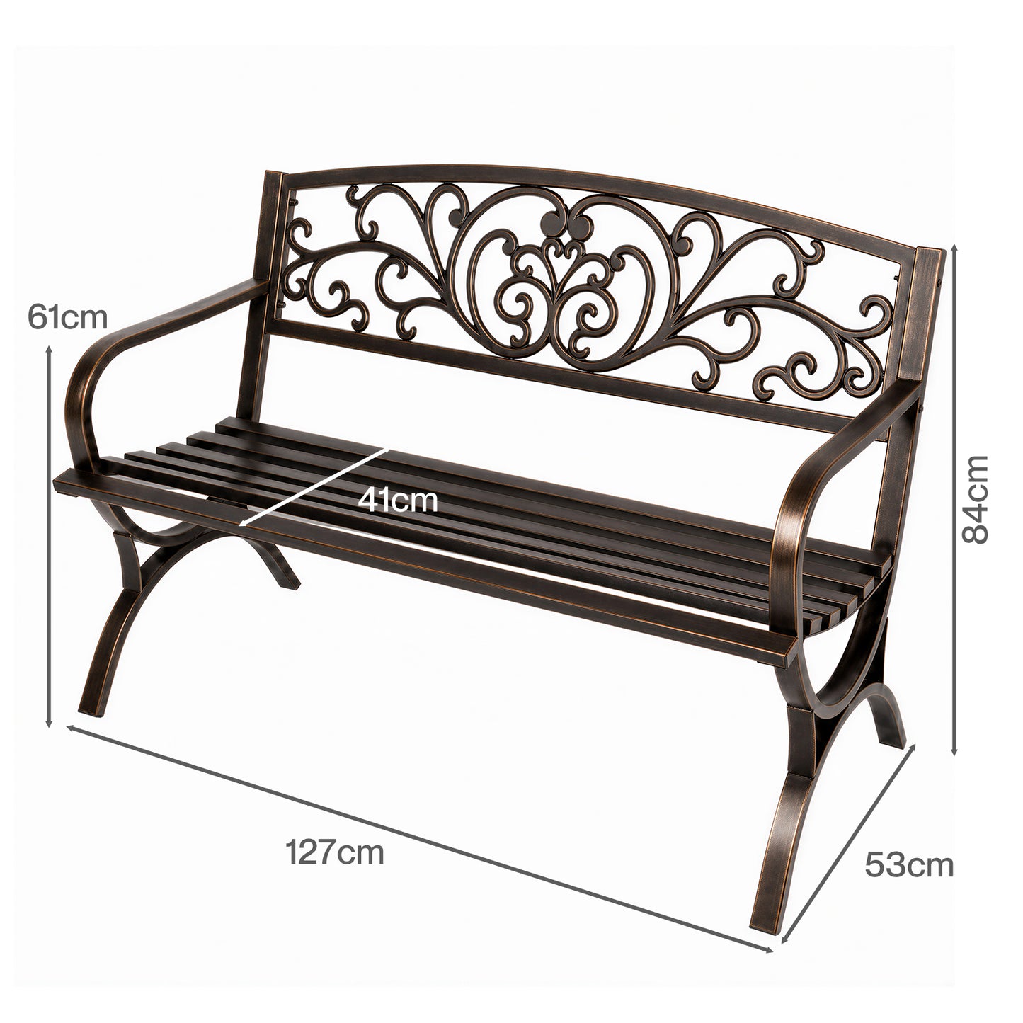 Levede Garden Bench Butterfly Cast Iron Outdoor Bench 300kg Metal Bronze