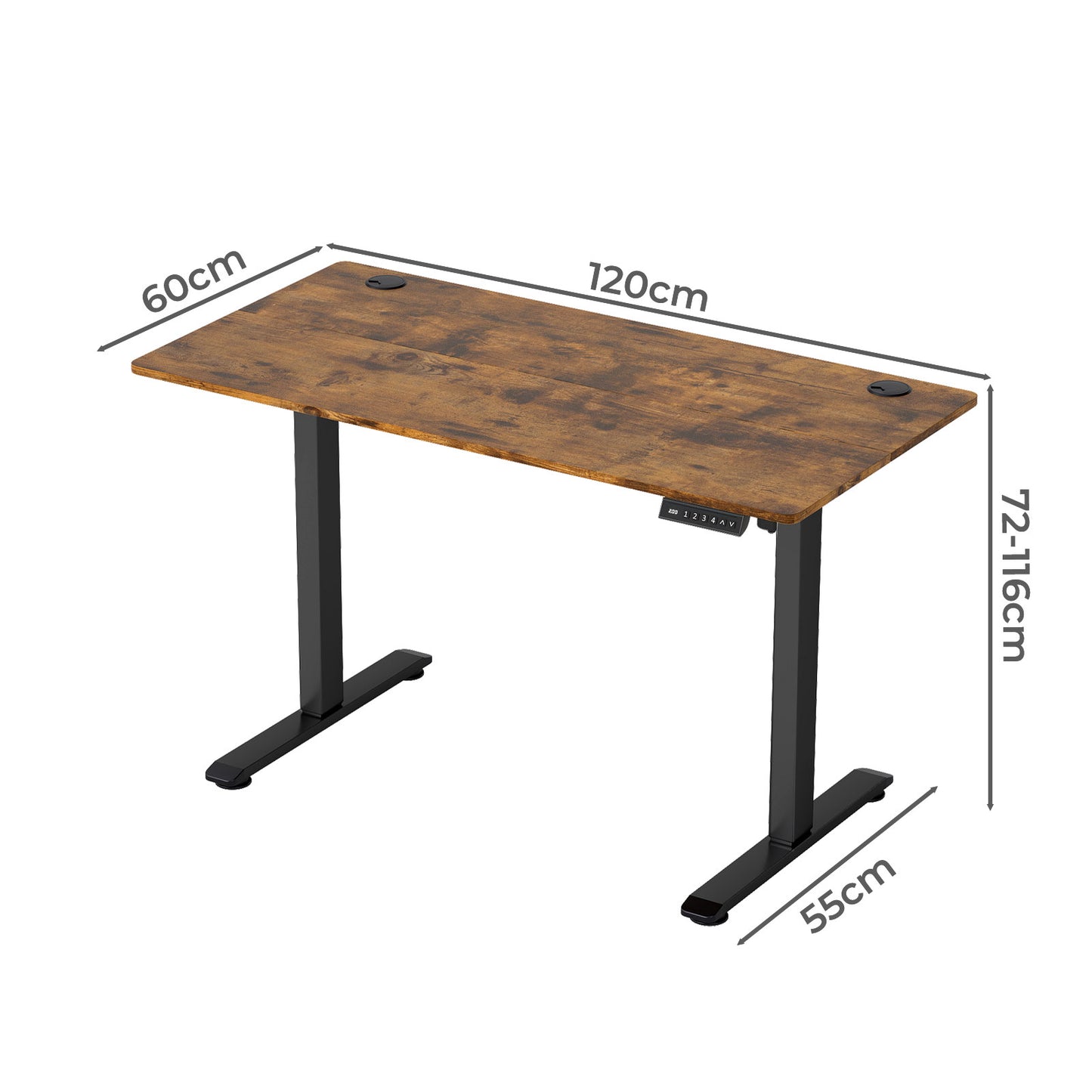 Levede Electric Standing Desk Height Adjustable with Memory Control Rustic Brown