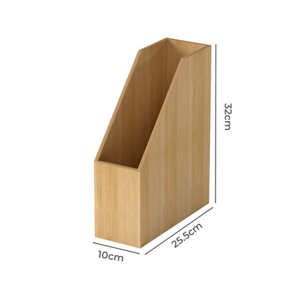 Levede Bamboo File Rack Wooden Magazine Holder A4 Document Office Desk Organiser