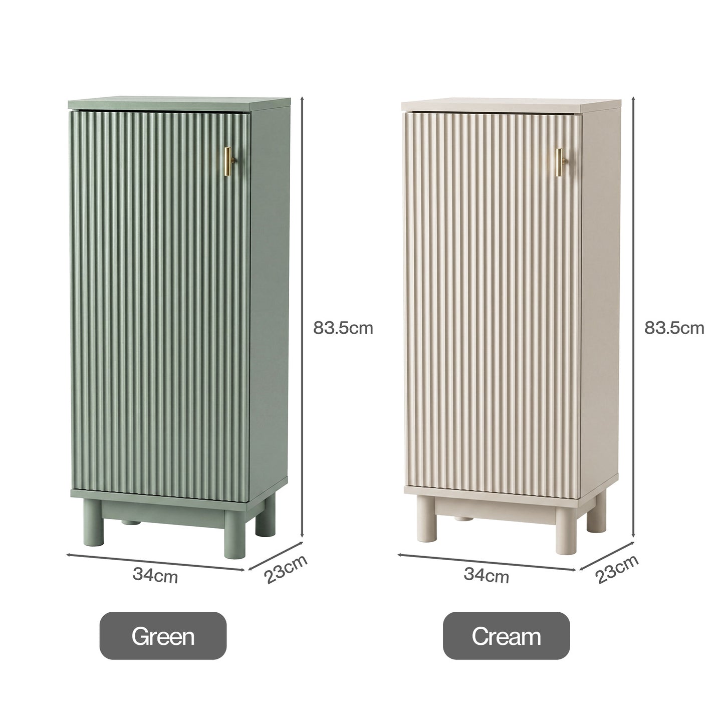 Levede 80cm Tall Bathroom Cabinet Vanity Narrow Storage Cupboard Fluted 3 Tier