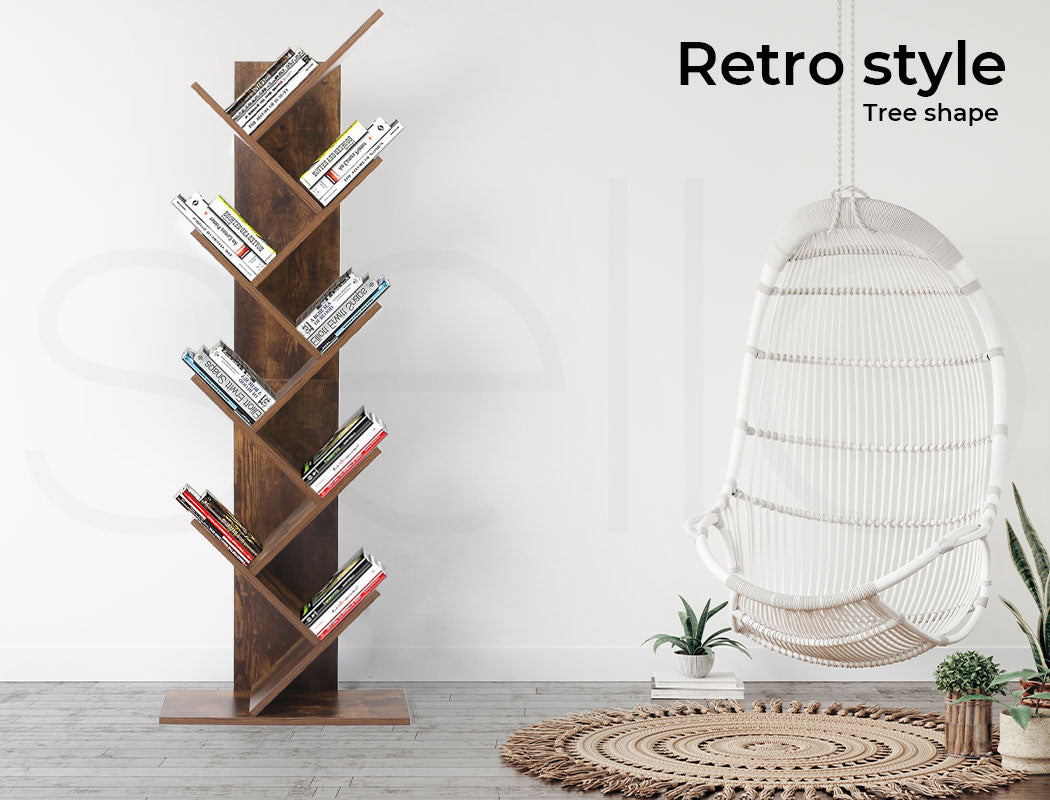 Levede Bookshelf Tree Bookcases Book Storage Wooden 8 Tier  Home Display Stand