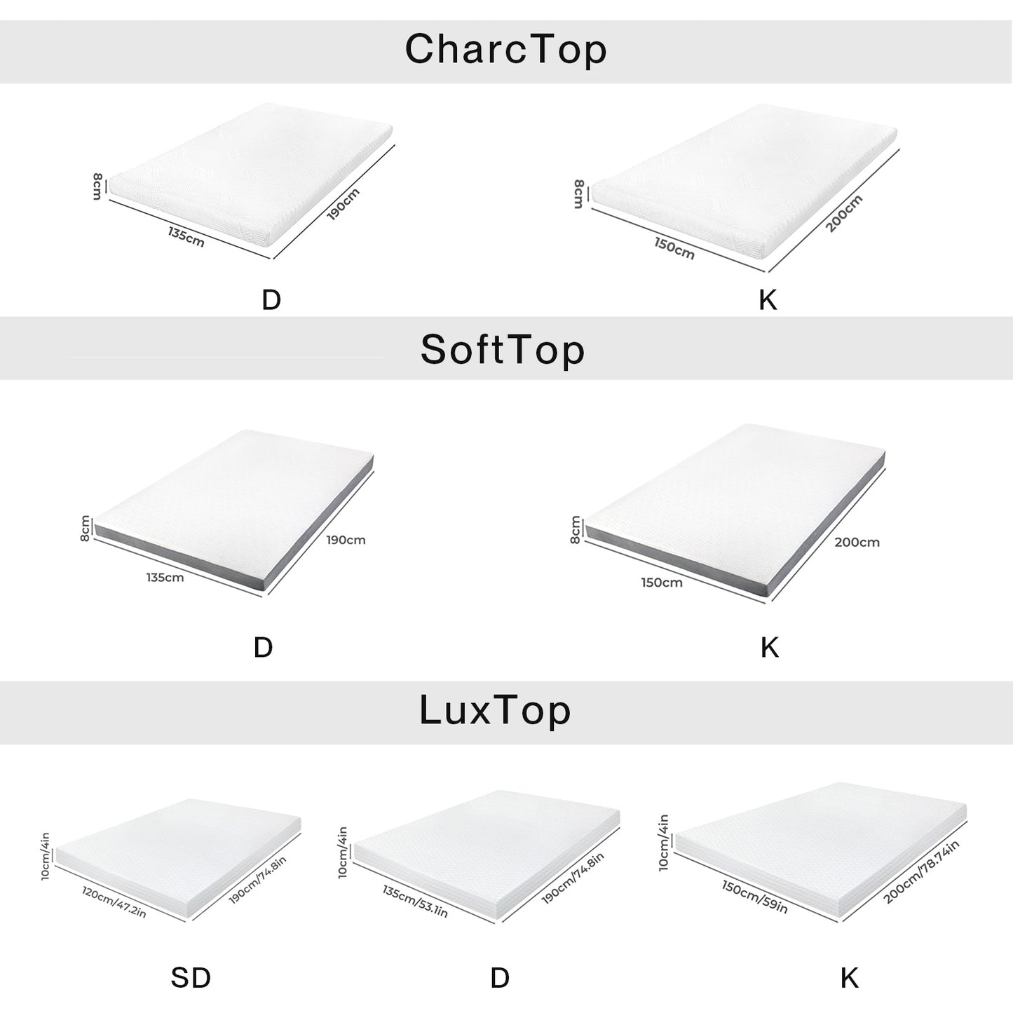 Lavio Mattress Topper Memory Foam Cooling Gel Bamboo Charcoal 5cm 7cm 8cm 10cm