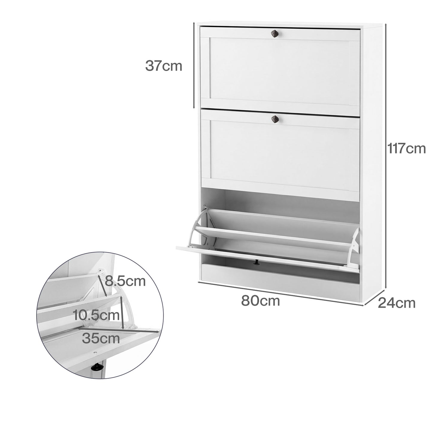 Levede Tall Shoe Cabinet Flip Shoe Storage Unit Slim Hallway Organiser
