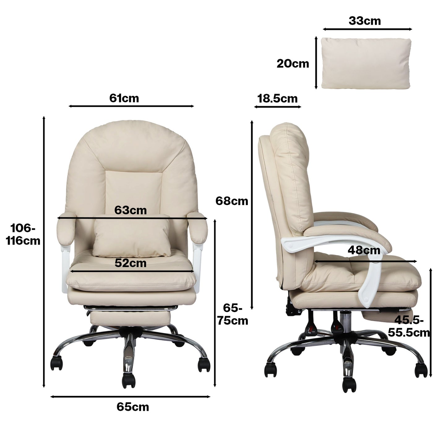 Levede Office Chair Ergonomic Executive Chair Heavy Duty  155°Reclining Leather