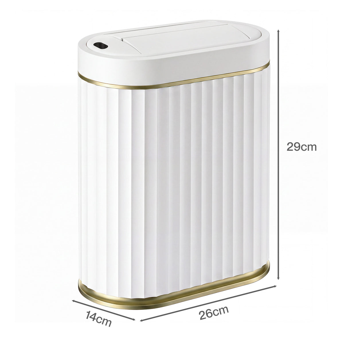 TOQUE Sensor Rubbish Bin 7L Touchless Silent Butterfly Lid for Bedroom White