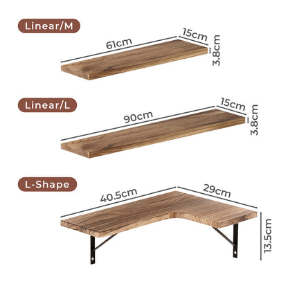 Levede Floating Shelves Wall Mounted Corner Stroage Display Shelf Wood 2PC 4PC