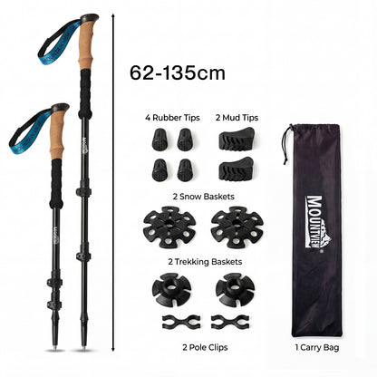 Mountview Trekking Poles Carbon Fibe Lightweight Hiking Sticks 2PC Black