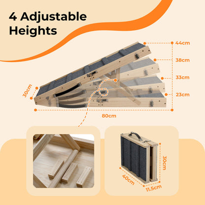Skylos Adjustable Dog Pet Ramp Foldable Stairs Non-Slip Ramp for Car Bed Sofa