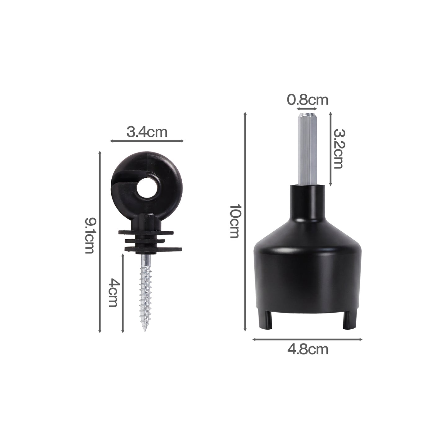 Traderight Electric Fence Insulators Grooved PP+PE Black 120pc