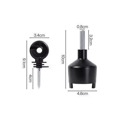 Traderight Electric Fence Insulators Grooved PP+PE Black 120pc
