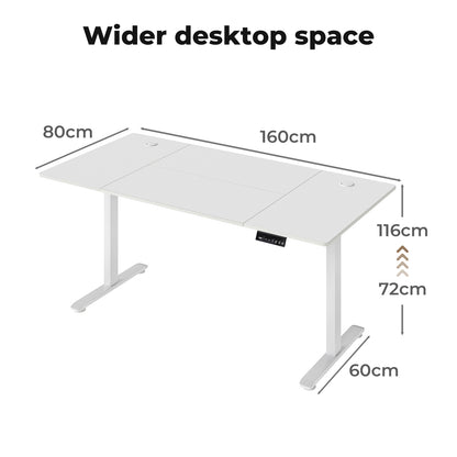 Levede Electric Standing Desk  Adjustable Height Workstation Metal Frame White