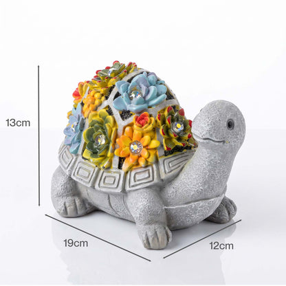 Emitto Resin Garden Ornaments Outdoor Solar Turtle Statue with LED Patio Decor