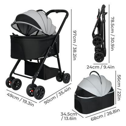 Skylos Pet Stroller Dog Cat Puppy Pram Pushchair Travel Cart Buggy Carrier