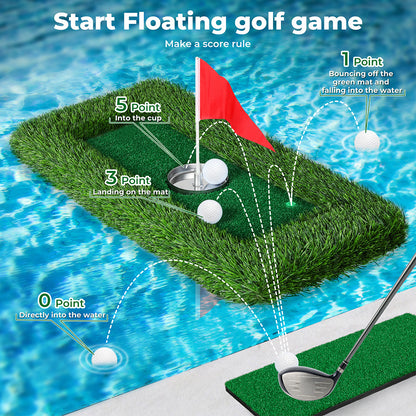 Centra Floating Golf Green Mini Mat Set Putting  Turf Pool Water Outdoor 60x30CM
