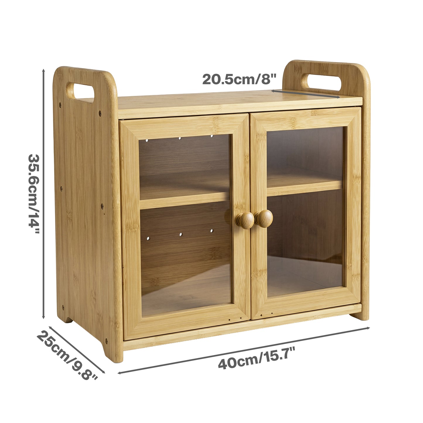 TOQUE Bread Box 20L 2-Tier Bamboo Bread Bin Storage Acrylic Door Natural