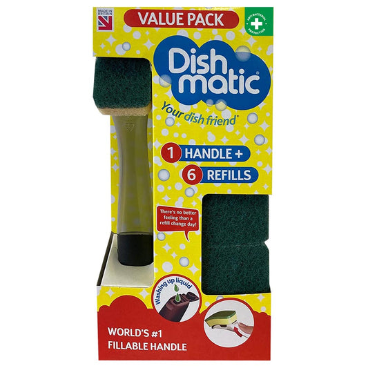 Dishmatic Sponge Essentials Bonus Pack -1 Handle & 6 Refills