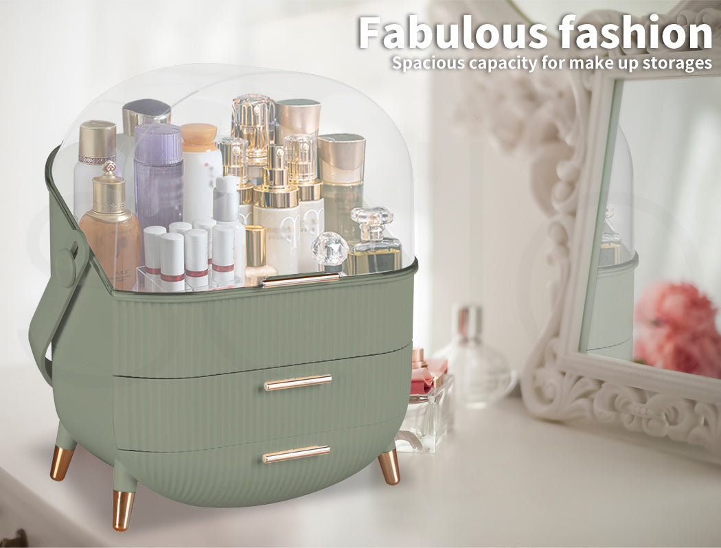 ilus Makeup Organizer Case Drawer Portable Cosmetic Jewellery Storage Box Light Green