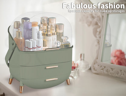 ilus Makeup Organizer Case Drawer Portable Cosmetic Jewellery Storage Box Light Green